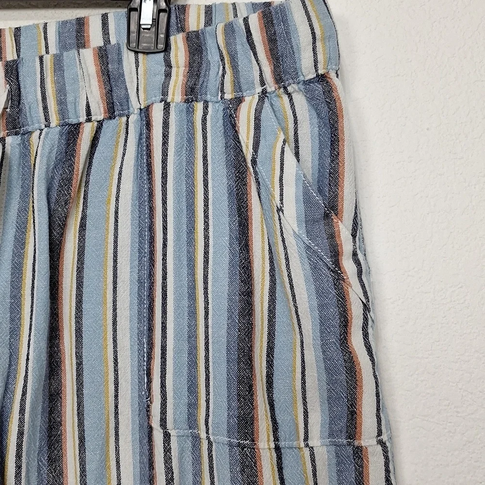 Lane Bryant Blue Multi Coastal Boho Linen Blend High Rise Shorts Size 22/24